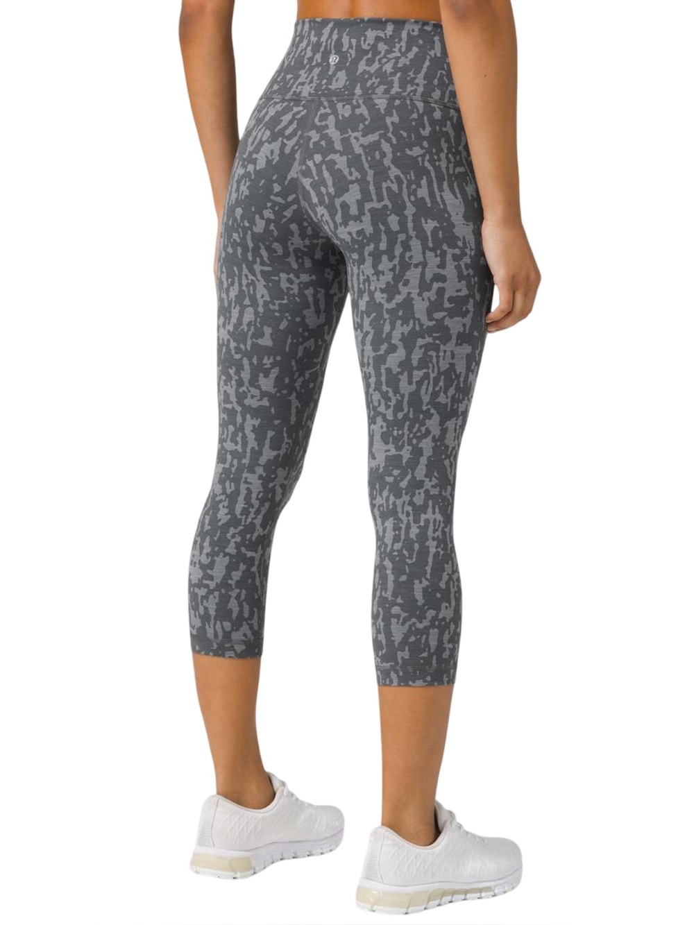 Lululemon Wunder Train High Rise Crop Heathered PU Black Asphalt Grey Size 6